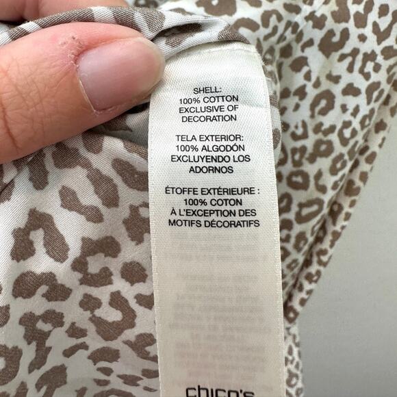 CHICO’S | Effortless Leopard Animal Print Shirt Blouse | Size 0 Small - Picture 7 of 8